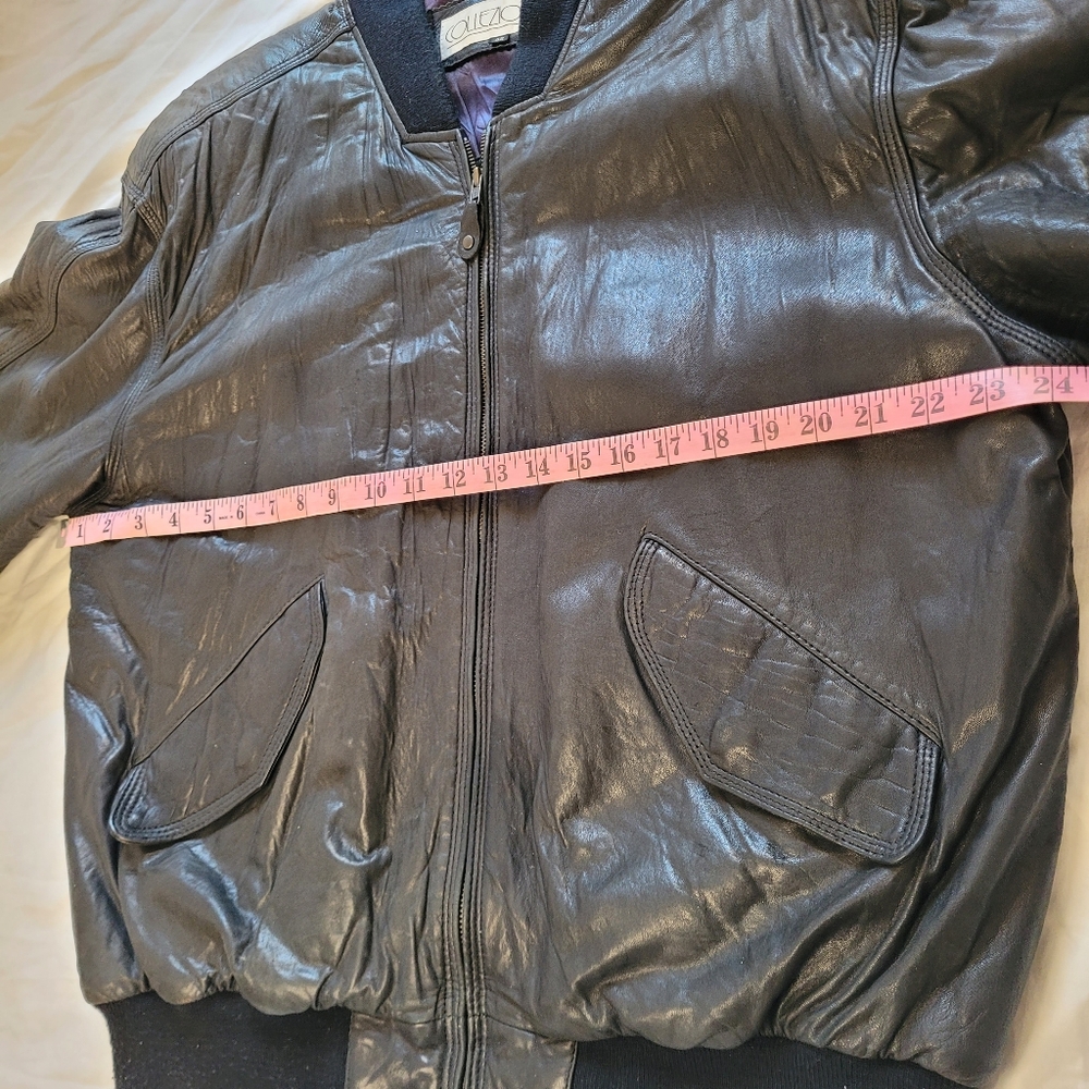 Vintage Collezione SA Leather Bomber Jacket Black Aviator Mens 42 Made in Korea - Picture 15 of 16